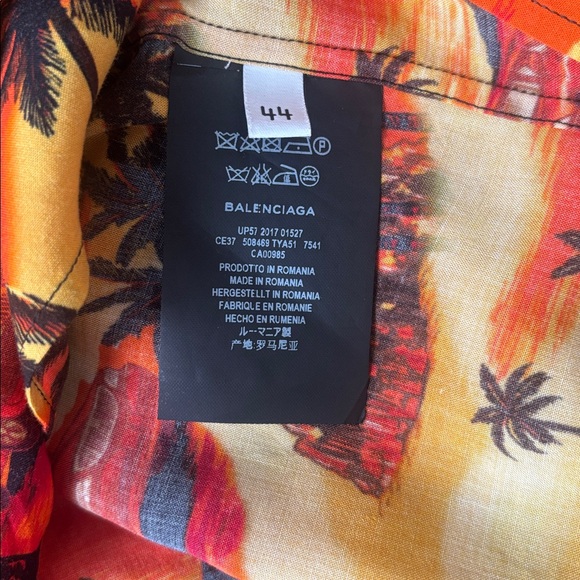 Balenciaga Tropical Print Shirt - Orange and Black - Picture 7 of 8